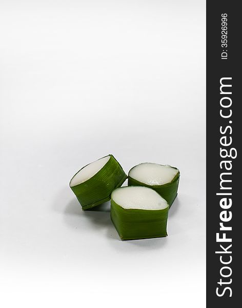 Thai Dessert sweet Coconut Milk on Banana leaf &x28;Kanom Tako&x29