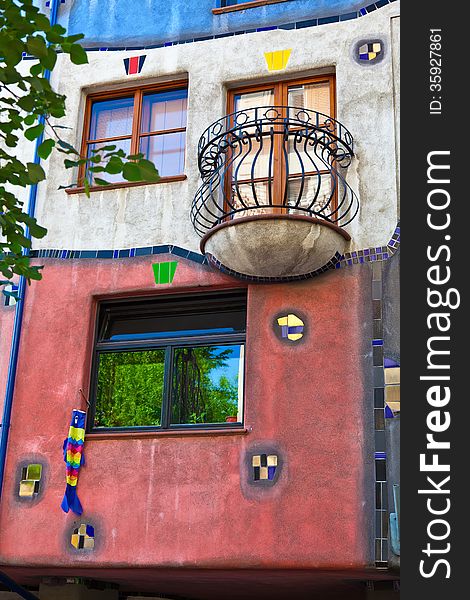 Part of a famous building in Vienna named Hundertwasser house. Part of a famous building in Vienna named Hundertwasser house