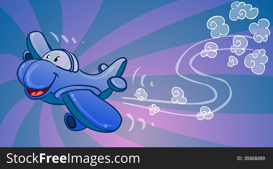 Cute smiling cartoon airplane illustration. Cute smiling cartoon airplane illustration