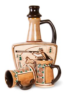Ancient Wine Jug And Ceramic Mugs Royalty Free Stock Photos Ancient Wine Jug And Ceramic Mugs Royalty Free Stock Photos