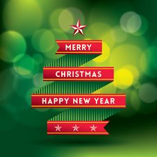 Christmas Background With Tree Shape Ribbon Royalty Free Stock Image