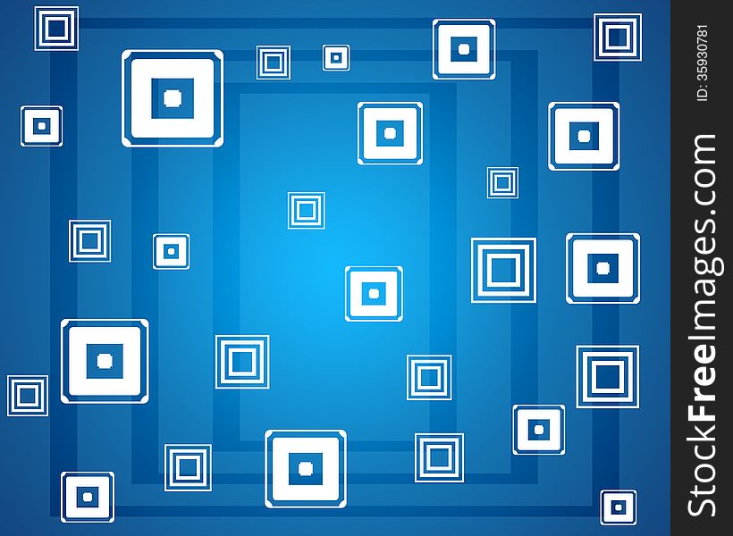 Blue abstract background with squares