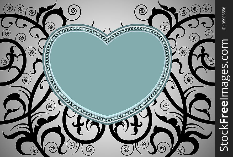Beautiful heart shape tattoo art pattern on a gray background