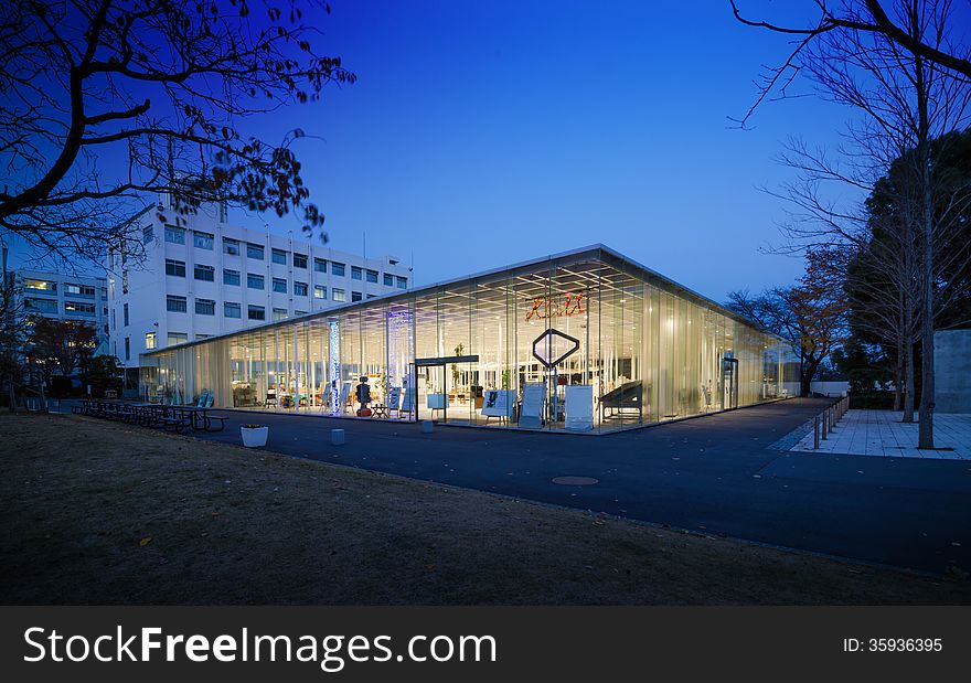 Twilight Of  Modern Workshop Building Exterior