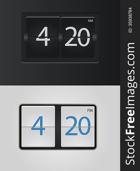 Analog flip clock vector numbers are easy to replace