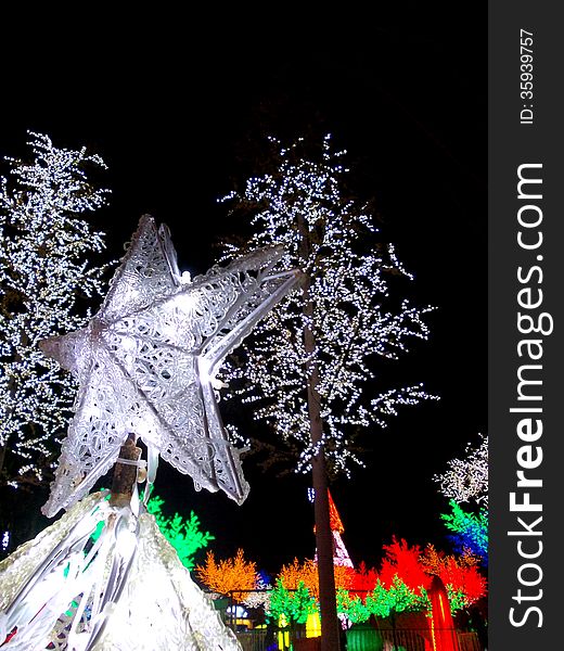 White colour LED star with tree in I-city Malaysia