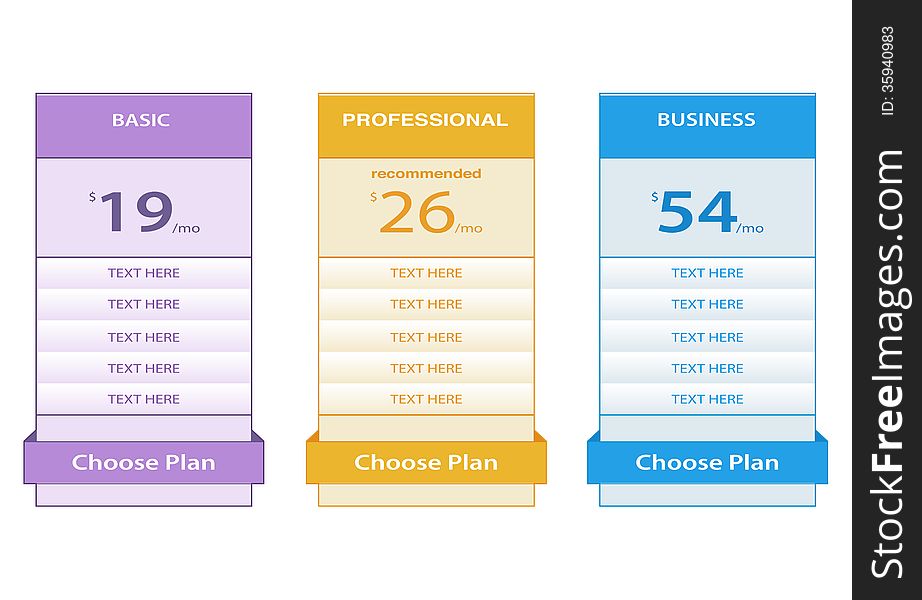 Simple pricing table web element