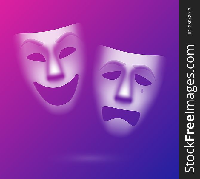 Comedy and tragedy theatrical masks illustration