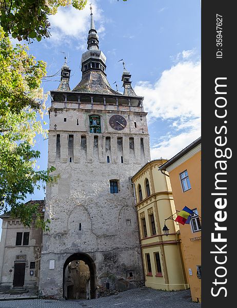 Clock tower dating back to 1280 in the fortified citadel of Sighișoara, Romania, one of the most beautiful and continuously inhabited fortified towns in Europe and where Vlad Tepes (the Impaler) is said to have been born. Clock tower dating back to 1280 in the fortified citadel of Sighișoara, Romania, one of the most beautiful and continuously inhabited fortified towns in Europe and where Vlad Tepes (the Impaler) is said to have been born.