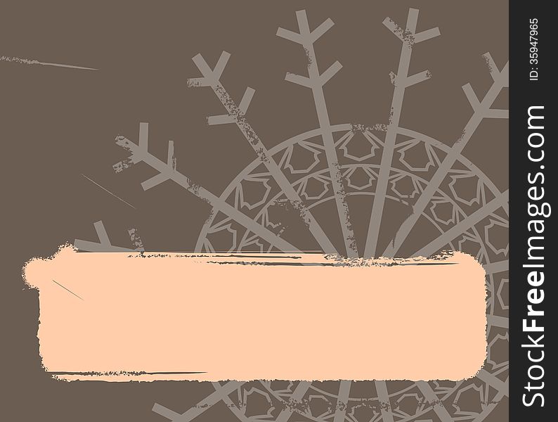 Grunge banner with snowflake background on brown