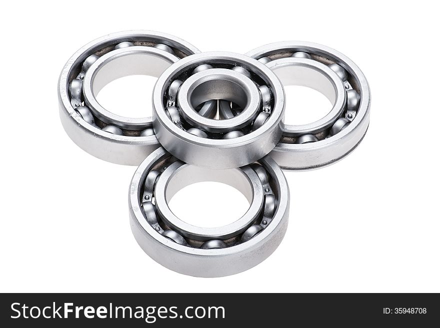 Metal chrome bearing - on white background. Metal chrome bearing - on white background