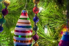 Christmas Ornaments On A Tree Royalty Free Stock Photography Christmas Ornaments On A Tree Royalty Free Stock Photography