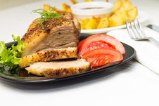 Served Food With Meat And Gilled Potato Stock Photography Served Food With Meat And Gilled Potato Stock Photography