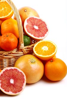 Mixed Citrus Fruit In Wicker Basket Stock Photos Mixed Citrus Fruit In Wicker Basket Stock Photos