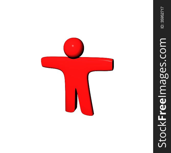 A 3D red man on a white background