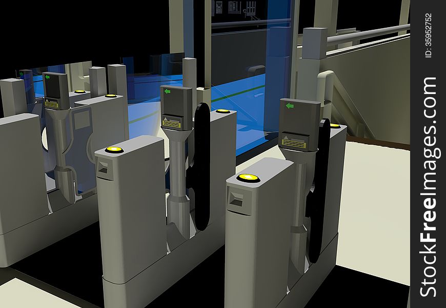3D rendering of Automatic Ticket Gates (ATGs)