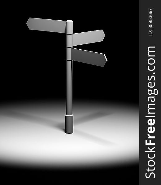 3d model of direction sign on spot lighting. 3d model of direction sign on spot lighting