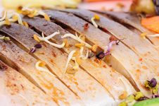 Sprouted Soybeans Over Fried Fish Stock Images Sprouted Soybeans Over Fried Fish Stock Images