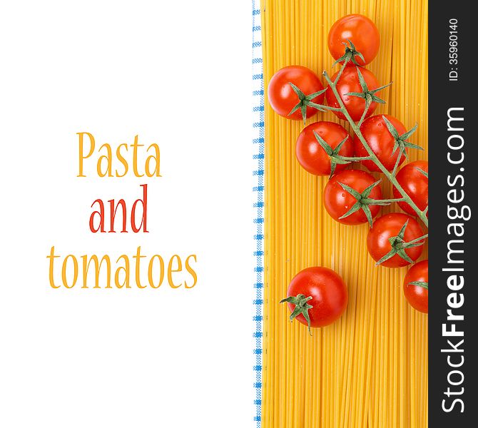 Spaghetti And Cherry Tomatoes On A Napkin, Isolated