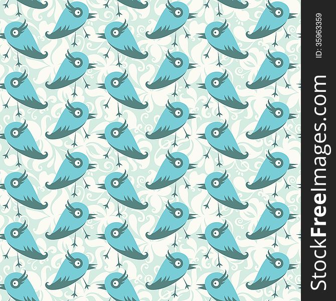 Vintage seamless background with birds. Vector illustration. Vintage seamless background with birds. Vector illustration
