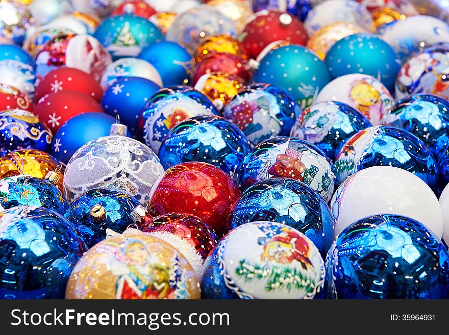 Bright sparkling Christmas balls - background