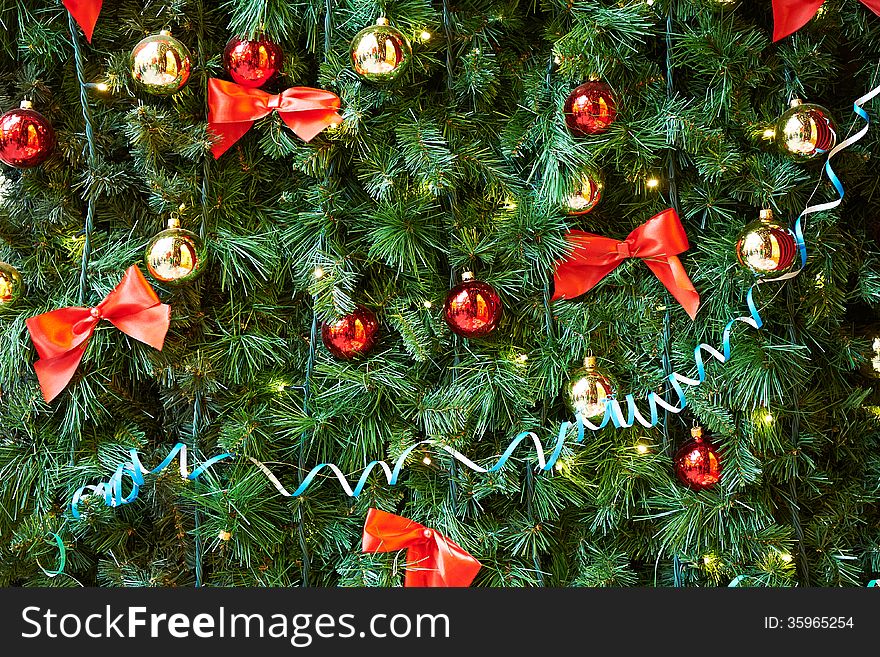 Sparkling and bright Christmas balls on the Christmas Tree