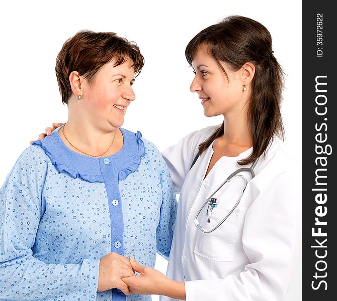 Senior Woman With Nurse Smiling