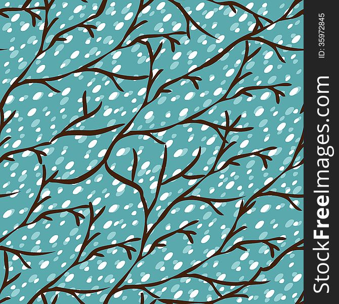 Vector Seamless Pattern With Winter Trees