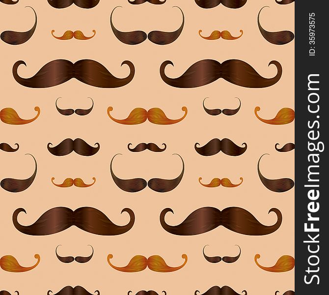Hipster Realistic Mustache Seamless Pattern Background