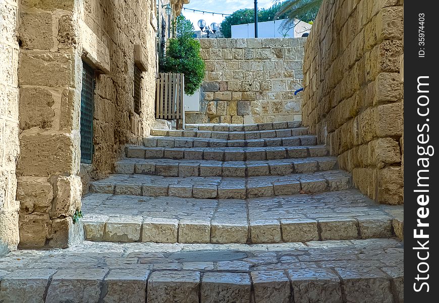 Old stones of the old Jaffa's stairs. Old stones of the old Jaffa's stairs