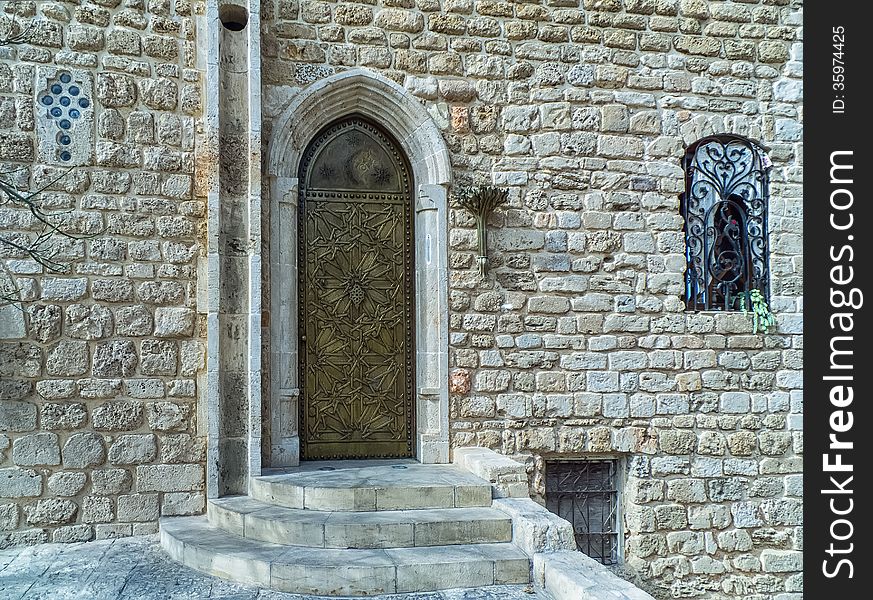 Old house with iron door in Jaffa, Israel. Old house with iron door in Jaffa, Israel.