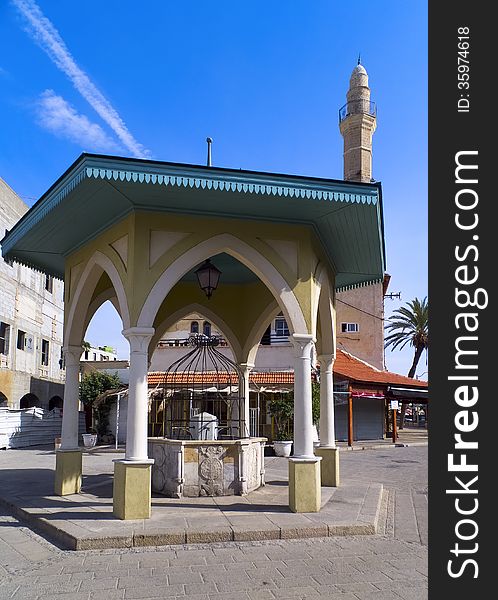 Old water-pump in rotunda. Jaffa, Tel Aviv, Israel. Old water-pump in rotunda. Jaffa, Tel Aviv, Israel.