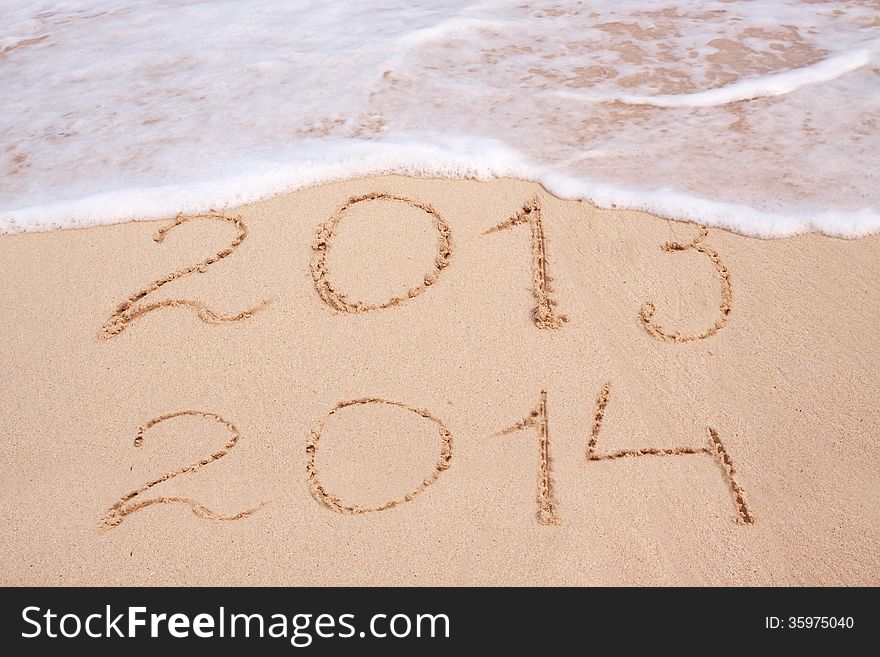 Tropical sand beach .New year 2014.