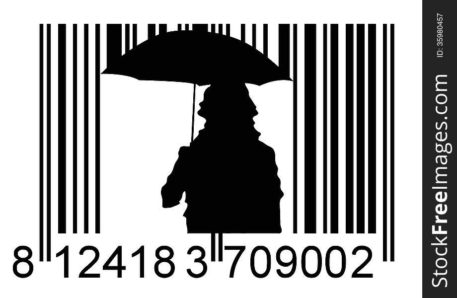 Bar code with woman Silhouette. Bar code with woman Silhouette