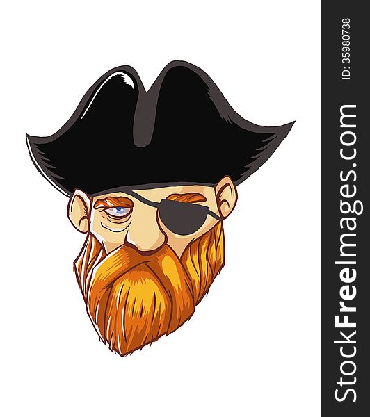 Illustration of old pirate captain