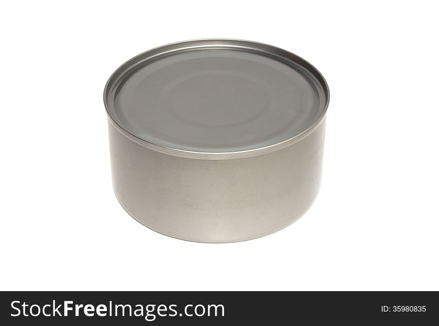 Bank of canned food on a white background, metal packaging