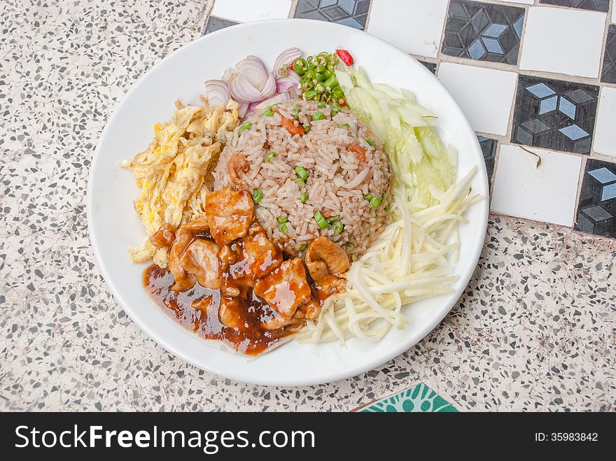 Fried rice with shrimp paste,Thai style.