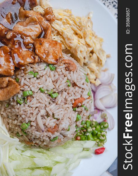 Fried rice with shrimp paste,Thai style.