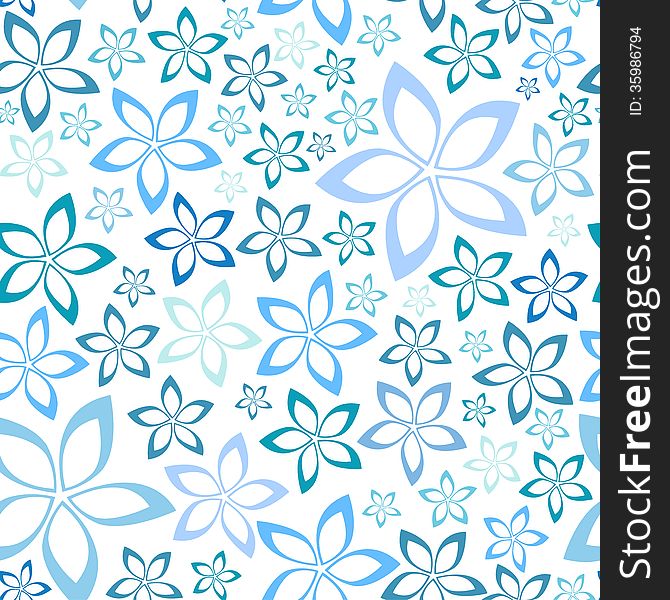 Simple Blue Floral Seamless Pattern