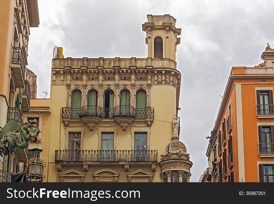 Building facade of great architectural interest in the city of Barcelona, Spain. Building facade of great architectural interest in the city of Barcelona, Spain