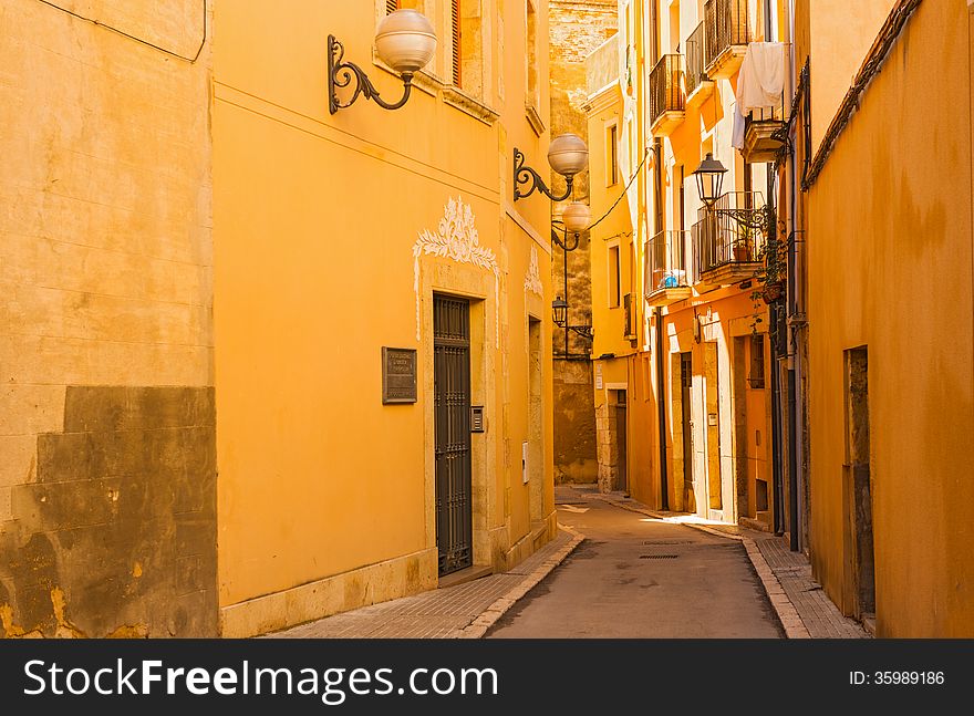 View on old houses in Tarragona, Spain. The old part of town is UNESCO World Heritage Site. View on old houses in Tarragona, Spain. The old part of town is UNESCO World Heritage Site.