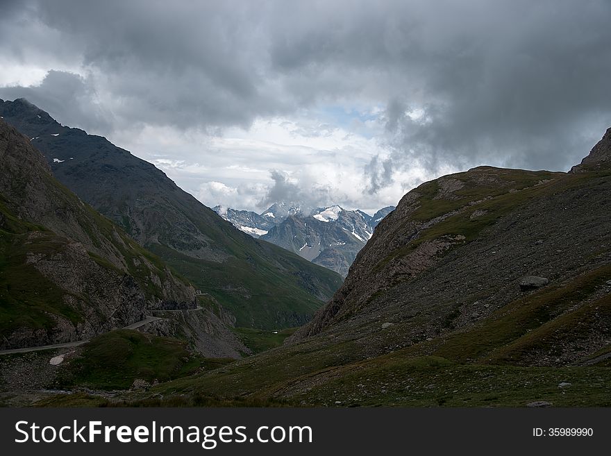 Alps mountain in europe summer vacation under dramatic sky. Alps mountain in europe summer vacation under dramatic sky