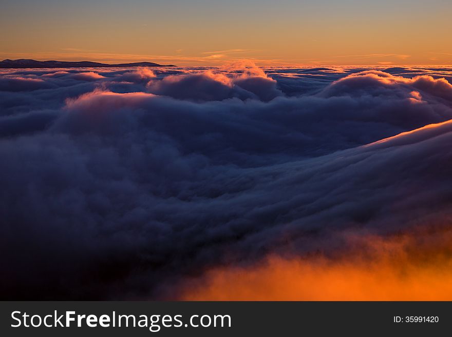 Inversion In The Valley At Sunset