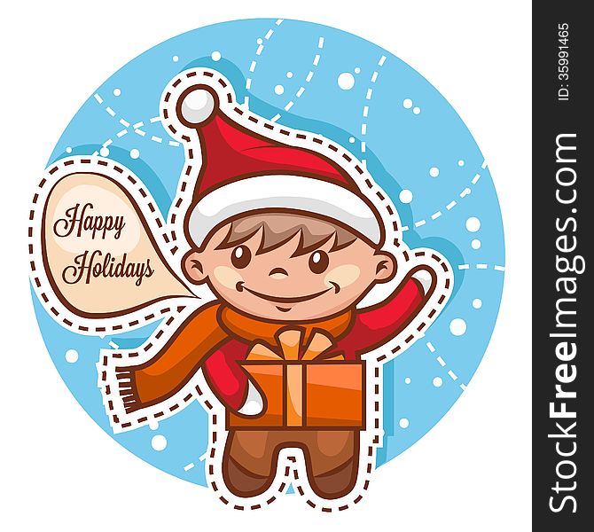 Cute Little Boy Dressed in Santa Claus. Christmas Vector Illustration. Cute Little Boy Dressed in Santa Claus. Christmas Vector Illustration.