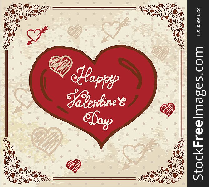 Vintage Valentines Day Design. Vector Illustration. Vintage Valentines Day Design. Vector Illustration.