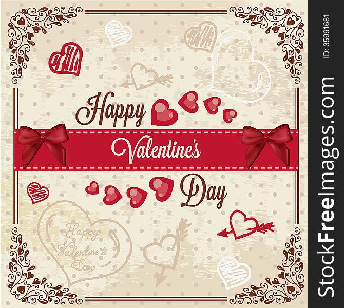 Vintage Valentines Day Design. Vector Illustration. Vintage Valentines Day Design. Vector Illustration.