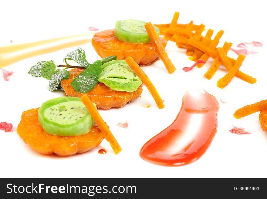 Japanese dessert with mandarin sliced and boiled in syrup