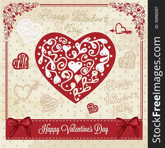 Vintage Valentines Day Design. Vector Illustration. Vintage Valentines Day Design. Vector Illustration.