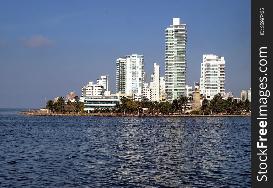 Modern buildings in Cartagena ocean disctrict. Modern buildings in Cartagena ocean disctrict