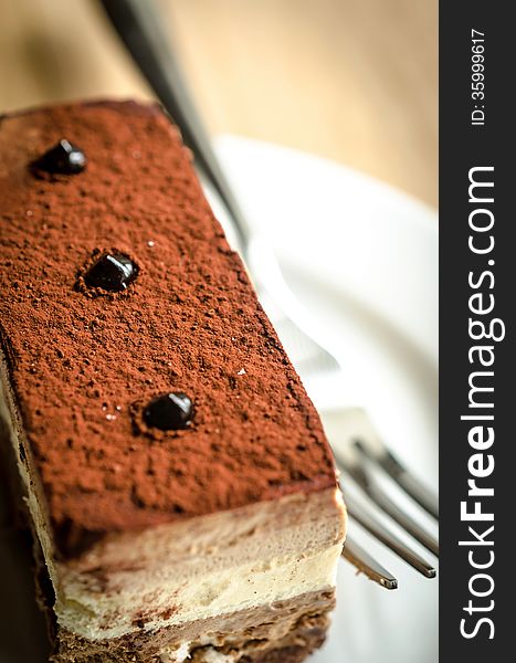 Triple Chocolate Mousse Cake cclose up